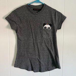 Laugh Out Loud Gray Angry Panda Unicorn T-Shirt, Size Small